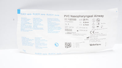 Teleflex 123320 Rusch PVC Nasopharyngeal Airway 20Fr x 5.0mm ID x 6.7mm OD (x)